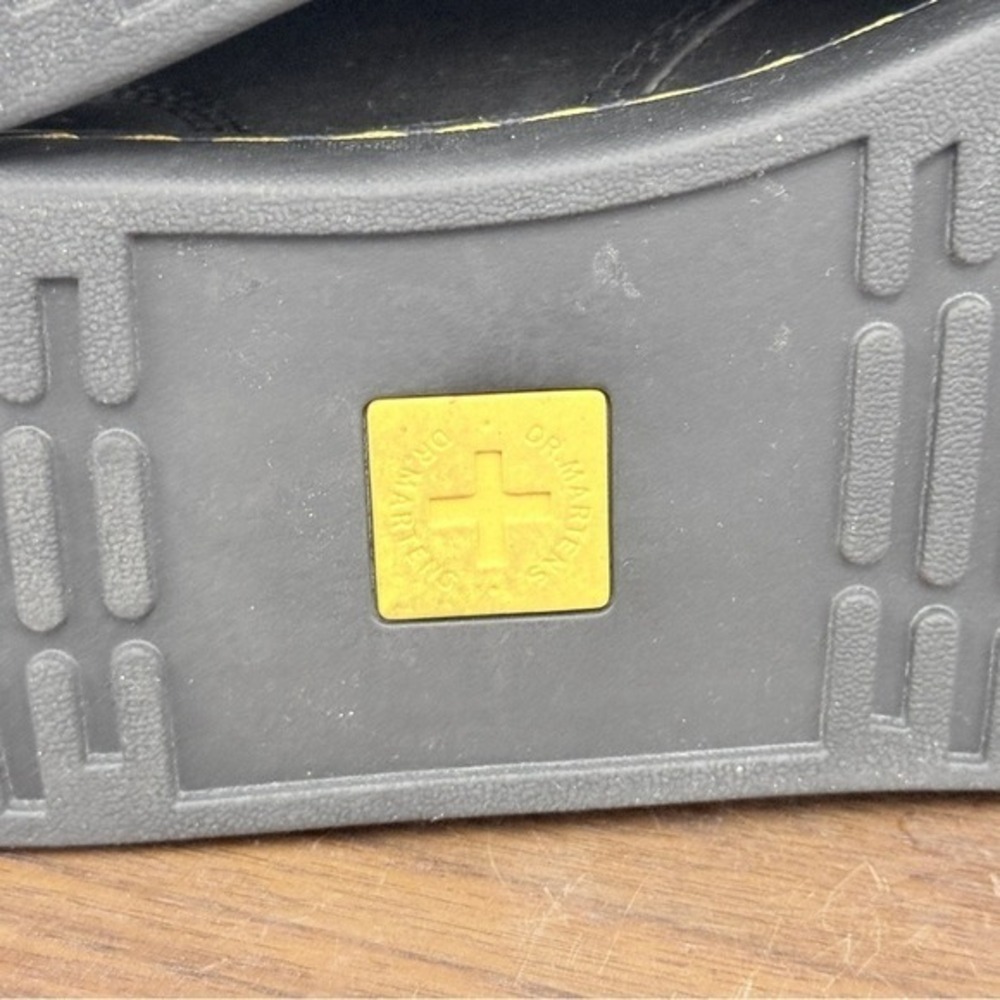 Dr. Martens Sheridans / Black High-Top Lace Sneakers with Yellow Stitching - Picture 13 of 16